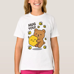 Camiseta Oso Lindo Abrazo Panal Diseño de Amor Kawaii Abe