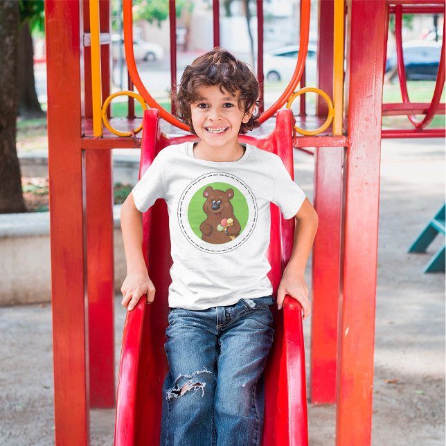 Camiseta Oso lindo con crema de hielo cono divertido animal (Subido por el creador)