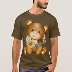 Camiseta oso lindo con girasol