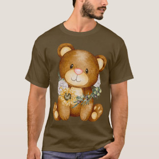 Camiseta oso lindo con girasol