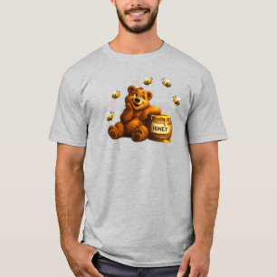 Camiseta Oso Lindo con Miel y Abejas Felices