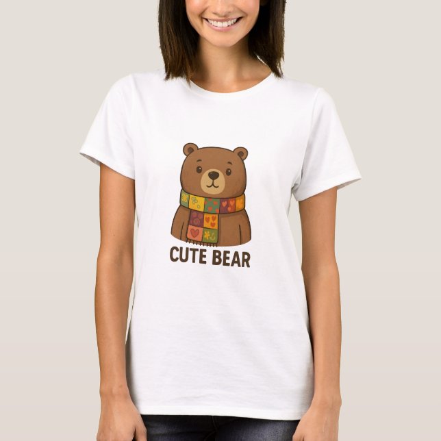 Camiseta Oso lindo en una bufanda acogedora (Anverso)