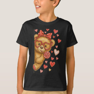 Camiseta Oso lindo Hugvyn San Valentín Coquette Lazo Corazo
