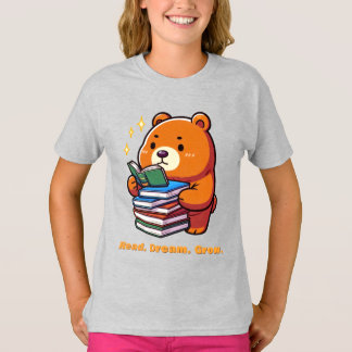 Camiseta Oso lindo leyendo con libros Kawaii