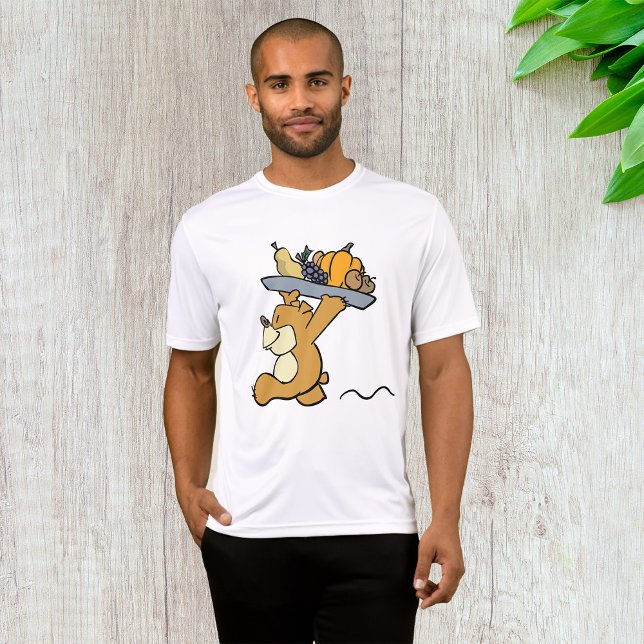 Camiseta Oso lindo llevando una bandeja de cosecha festiva (Subido por el creador)