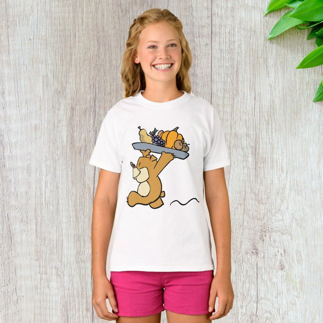 Camiseta Oso lindo llevando una bandeja de cosecha festiva (Subido por el creador)