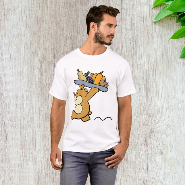 Camiseta Oso lindo llevando una bandeja de cosecha festiva (Subido por el creador)