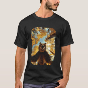 Camiseta Oso Lindo Selfie Hojas de Otoño Bosque Animal de O