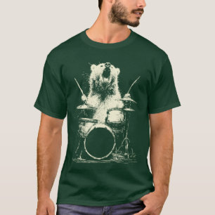 Camiseta Oso Lindo Tocando Tambores Música Divertida Animal
