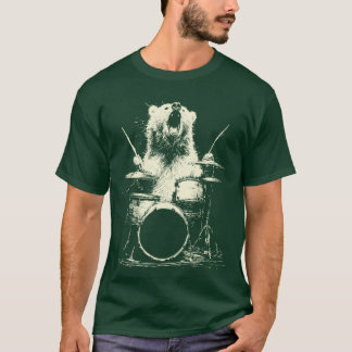Camiseta Oso Lindo Tocando Tambores Música Divertida Animal