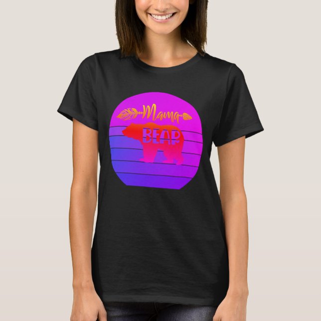 Camiseta Oso Madre Atardecer Retro (Anverso)