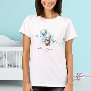 Camiseta Oso Mamá Acuarela Oso de Peluche Baby Shower