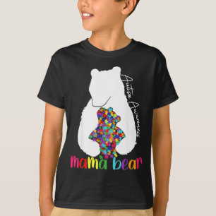 Camiseta Oso mamá amor apoyo conciencia autismo rompecabeza