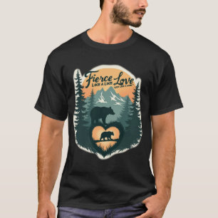 Camiseta Oso Mamá Amor Fiero Naturaleza Atardecer Bosque Co