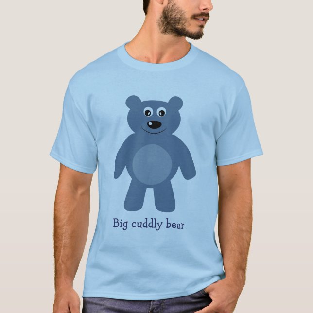 Camiseta Oso mimoso grande del dibujo animado azul lindo (Anverso)