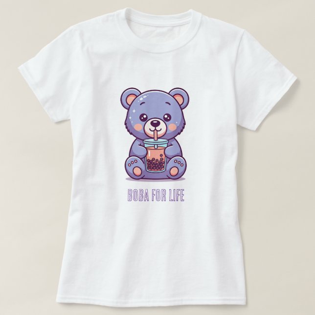 Camiseta Oso morado que bebe Boba (Diseño del anverso)