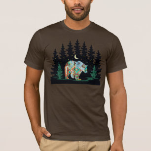 Camiseta Oso nativo americano pateado en bosques
