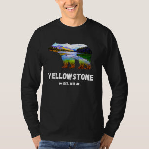 Camiseta Oso Negro Con Paisaje Del Parque Nacional Yellowst