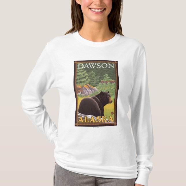 Camiseta Oso negro en el bosque - Dawson, Alaska (Anverso)