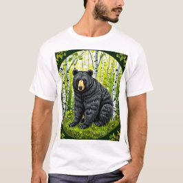 Camiseta Oso negro en un bosque de abedules