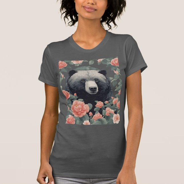 Camiseta Oso negro lindo alabama rodeado de camellia (Anverso)