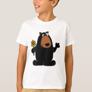Camiseta Oso negro lindo con el dibujo animado del narciso
