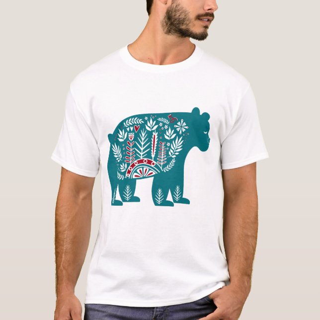 Camiseta Oso nórdico vintage escandinavo (Anverso)