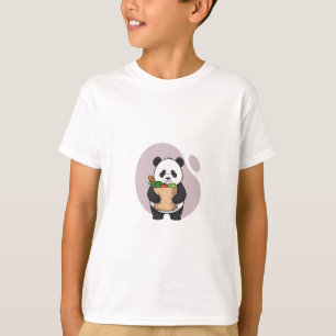 Camiseta Oso Panda Adorable Comprando Comestibles para Niño