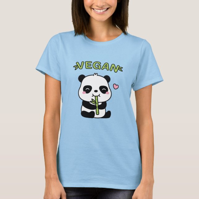 Camiseta Oso Panda Adorable Masticando Bambú Vegano (Anverso)