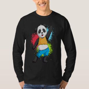Camiseta Oso Panda Arcoíris Baile Oso Bailando Colores Muje