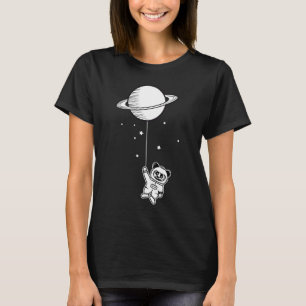 Camiseta Oso panda astronauta pequeño con globo Saturno