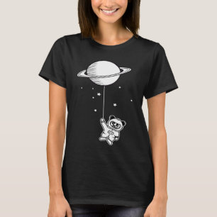 Camiseta Oso panda astronauta pequeño con globo Saturno