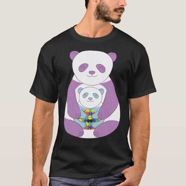 Camiseta Oso Panda Autismo Conciencia Piezas del rompecabez (Anverso)