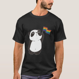 Camiseta Oso Panda Con Bandera Del Arcoíris Para Niños