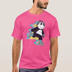 Camiseta Oso Panda con patines para patinaje y oso