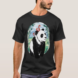 Camiseta Oso Panda en el bosque con gráfico de serpiente pa