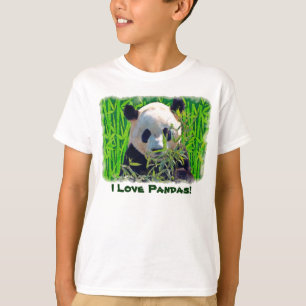 Camiseta Oso panda lindo con hojas de bambú sabrosas