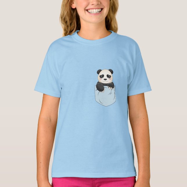 Camiseta Oso Panda Lindo En Bolsillo (Anverso)
