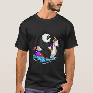 Camiseta Oso Panda Montando Flotador de Unicornio