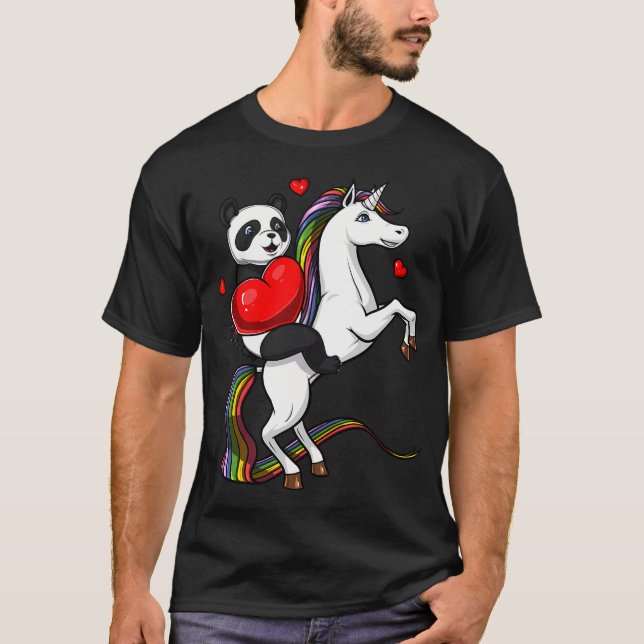 Camiseta Oso Panda Montando Unicornio (Anverso)