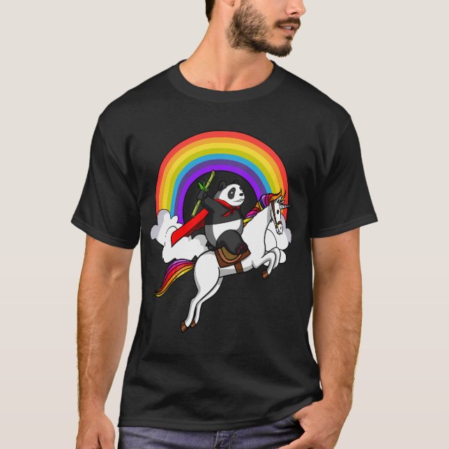 Camiseta Oso Panda Montando Unicornio (Anverso)
