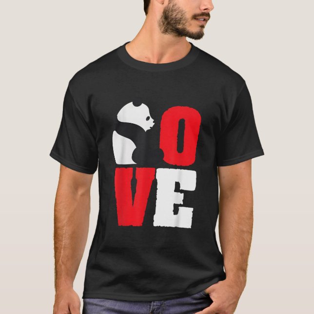 Camiseta Oso Panda Panda Negro Y Blanco Amor (Anverso)