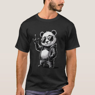 Camiseta Oso Panda Retro Música Rock Hombres Mujeres Niños