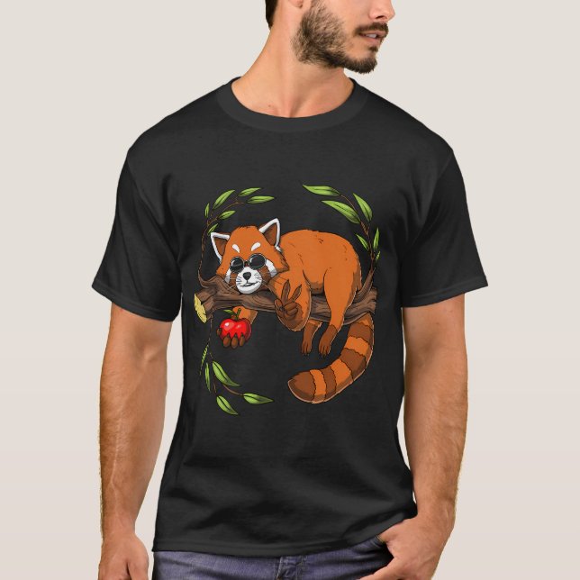Camiseta Oso Panda Rojo Hippie (Anverso)