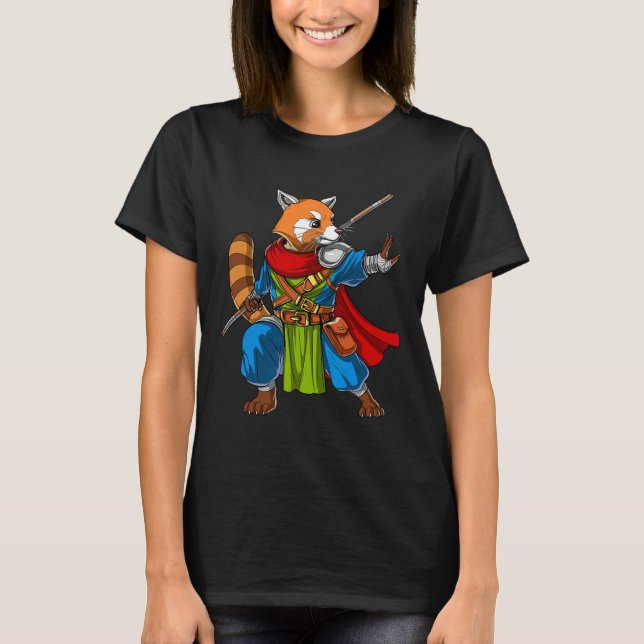 Camiseta Oso Panda Rojo Ninja Samurai Guerrero Funny Kung F (Anverso)