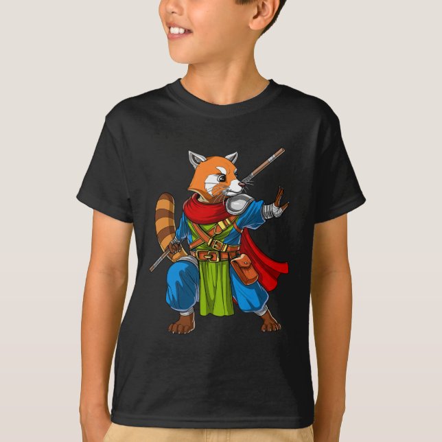 Camiseta Oso Panda Rojo Ninja Samurai Guerrero Funny Kung F (Anverso)