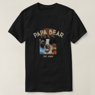 Camiseta Oso Papá Padre Año Establecido Foto Negro