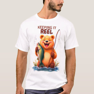 Camiseta Oso Papá Pescador Atrapa Pescado 