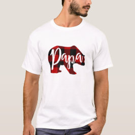 Camiseta Oso Papá Rojo Rústico Cuadros Búfalo Familia