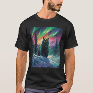 Camiseta Oso Pardo Bajo la Luz del Norte Naturaleza Salvaje